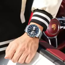 POEDAGAR Luxury LED Dual Time Watch