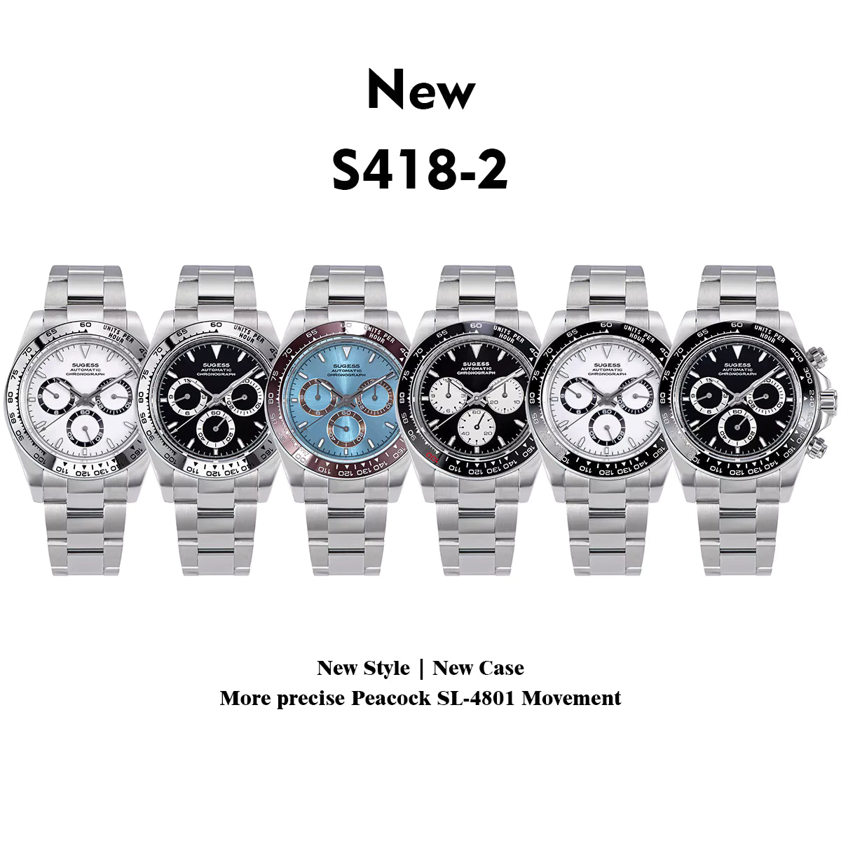 Sugess Panda Automatic Chronograph Watch for Men