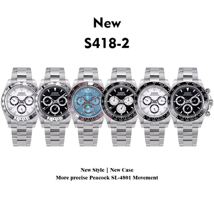 Sugess Panda Automatic Chronograph Watch for Men
