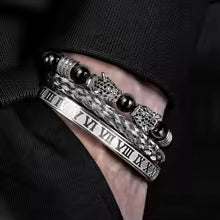 Leopard Head & Roman Numeral Beaded Bracelets