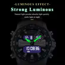 POEDAGAR Luxury LED Dual Time Watch