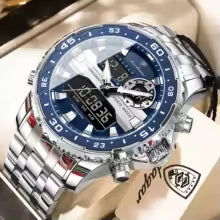 POEDAGAR Luxury LED Dual Time Watch